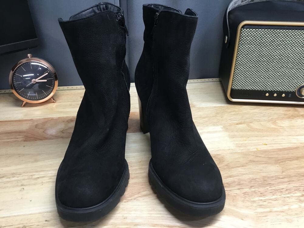 Paul Green Selma Ankle Bootie Women's 7.5 Black Nubuck Zipper High Heeled Boots